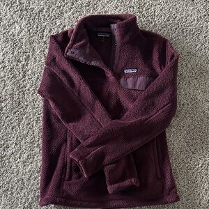 Patagonia Maroon Fleece Snap Collar Pullover